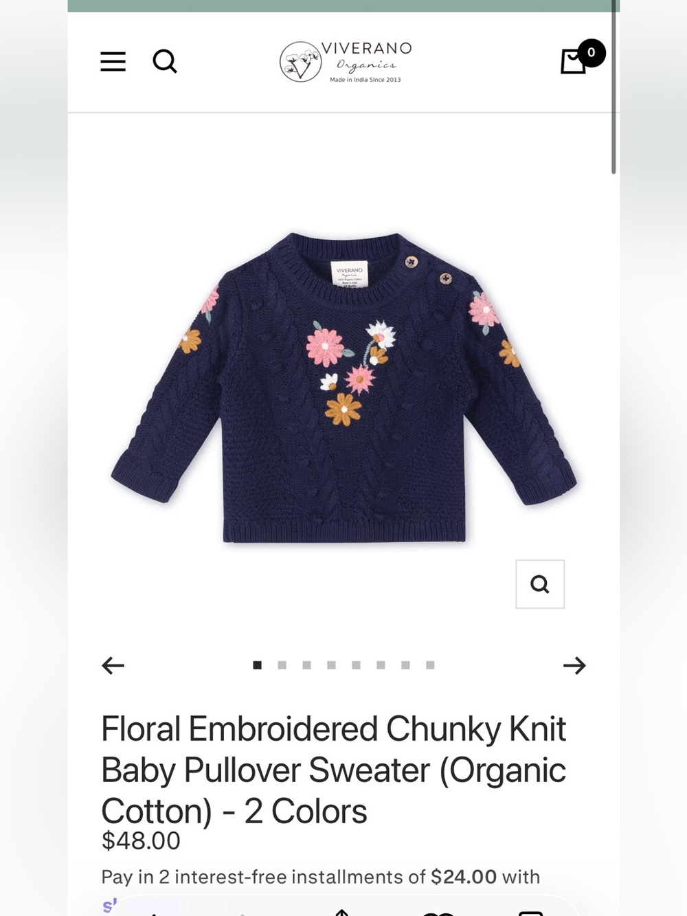 Viverano Organic Navy Floral Embroidered Baby Pullover and Pants